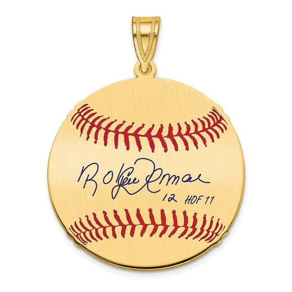 14K Gold Plated Roberto Alomar Signature MD Enamel Baseball Pendant